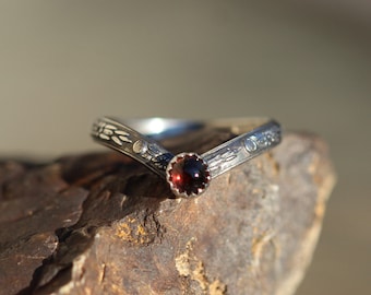 Blood Drop Ring * Red Garnet * Solid Sterling Silver * Any Size