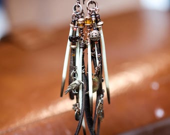 Raven Earrings *  Witchy Earrings *Copper* Handmade Ear wires* One of a kind