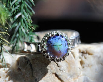 Monarch OPAL  Ring * Constellations * Twilight * Witchy Jewelry * Night Sky * Solid Sterling *Nyx* Any Size