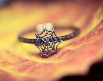 Spiderweb Ring * Solid Sterling Silver * Stacking Band* Any Size