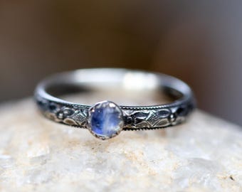 Moonstone Stacking Ring * Solid Sterling Silver  * Floral Band * June Birthstone* Any Size