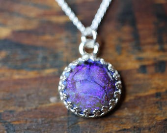 Monarch Opal Necklace *Blue Moon* 12mm Opal *  Solid Sterling Silver *