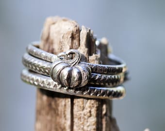 PumpkinRing*  Solid Sterling Silver * Autumn Jewelry* Handmade*  Halloween * Samhain* Any Size