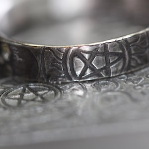 Pentacle Ring * Ouija Ring * Solid Sterling Silver *  Skull Ring * Witchy Jewelry * Pentagram * Stacking Silver Ring * Any Size