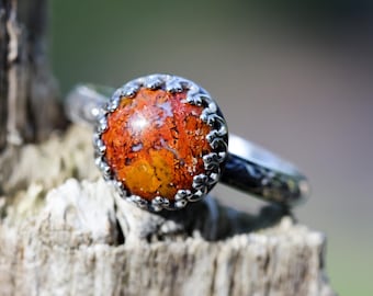 Autumn Ring * Solid Sterling Silver * Moss Agate * Full Fall Moon* Any Size