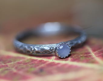 Stapelring maansteen *Silver Moon* massief sterlingzilver * Elke maat