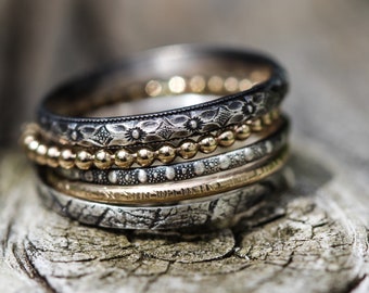 Stacking Ring Set * Mixed Metal Stackers * Solid Sterling Silver * 14kt Gold filled * Any Size