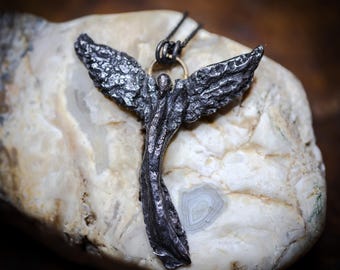 Guardian Angel Talisman * Fine Silver Angel Necklace * Solid Sterling Chain