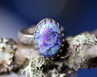 Monarch Opal Ring* Sterling Silver Peacock Band* Any Size * Galaxy Colors