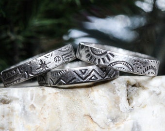 Tribal Ring * Petroglyph Ring * solid sterling silver * Cave Painting * Ancient Depiction * Any Size