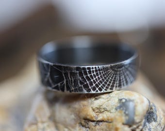 Spiderweb Ring * 1/4" Wide Spidey Band * Solid Sterling Silver * Arachne * Any Size