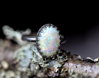 Opal Ring *Constellations * Moon And Stars * Solid Sterling Silver * Monarch Opal *