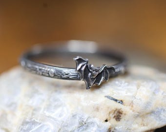 Bat Ring* Solid Sterling Silver * Stacking Ring Jewelry * Witchy Vibe* Any size