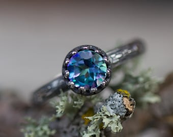 Topaz Ring * Sterling Silver Ring * Aurora * 6mm Stone *Northern Lights * Any Size