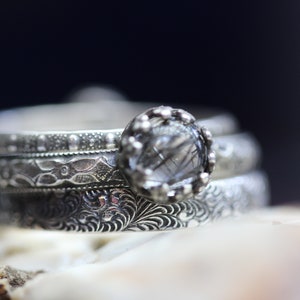 Rutilerad kvartsring * Set med 3* Massivt sterlingsilver* Stapelringar * Valfri storlek