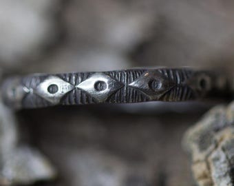 Evil Eye Ring * Solid Sterling Silver * Stacking Band *  Any Size