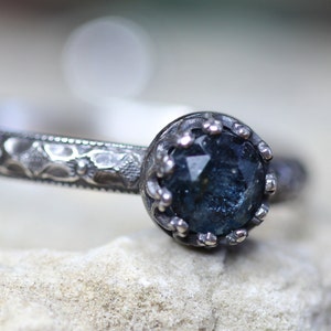 Kyanit Ring * Massives Sterling Silber * Moosblau 6 mm ODER 8 mm Stein * Jede Größe *