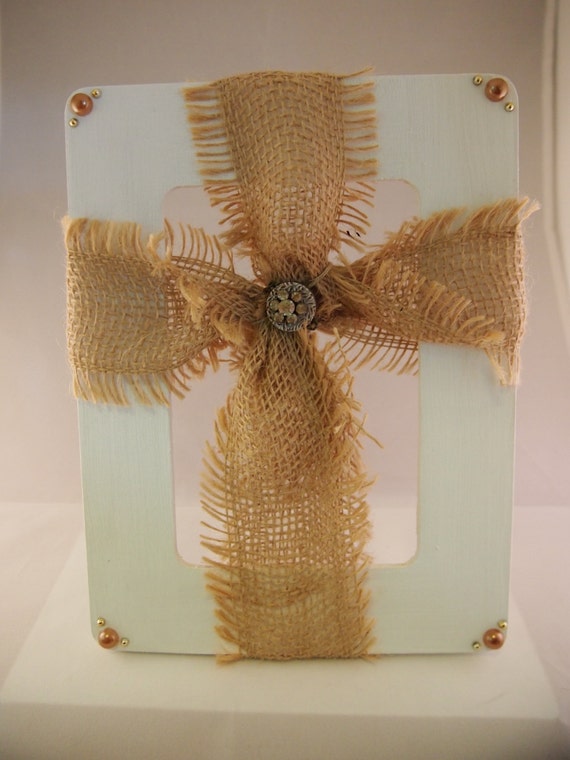 Framesmadefancy Burlap Cross Decor Religious Frame Home