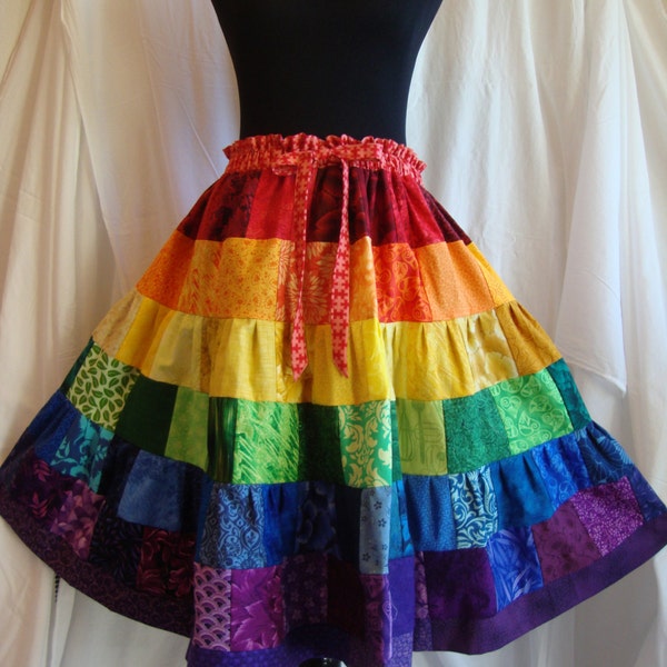 rainbow rave - tiered patchwork skirt