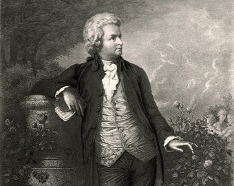 Mammoth 1895 Fotograbado Goupil de WOLFGANG AMADEUS MOZART Compositor, Retrato de F. Schworer
