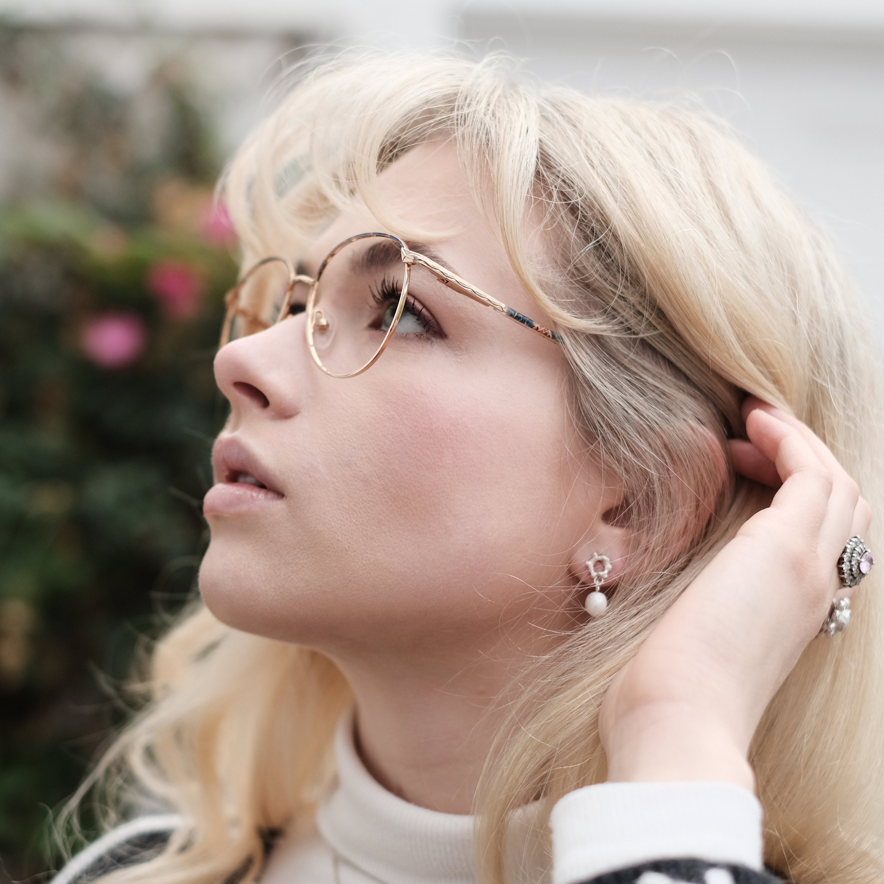Gold glasses silver best sale earrings