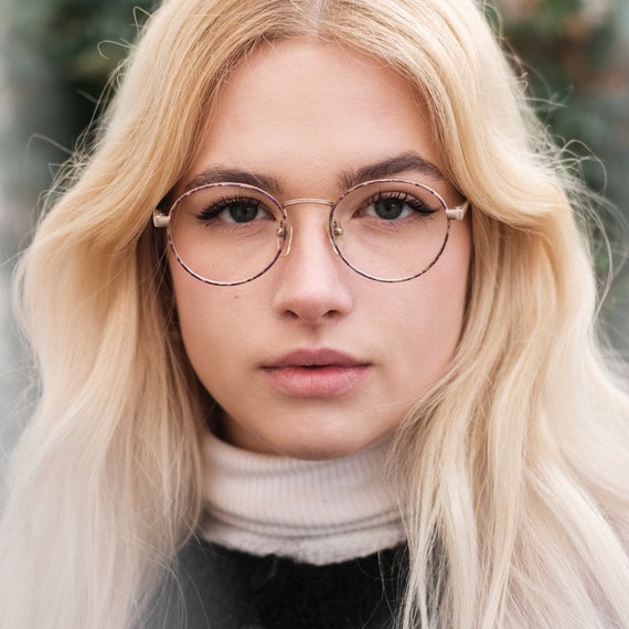 Beige Eyeglasses Round Glasses Vintage / Pastel P… - image 5