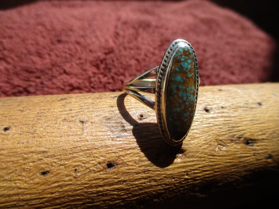 Size 8 Turquoise and Sterling Silver Ring - image 6