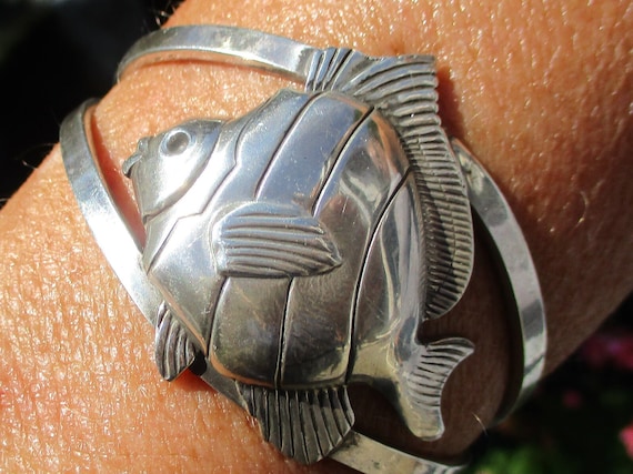 Taxco Angel Fish Sterling Silver Bracelet - image 1