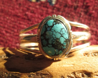 Spiderweb Turquoise and Sterling Cuff Bracelet