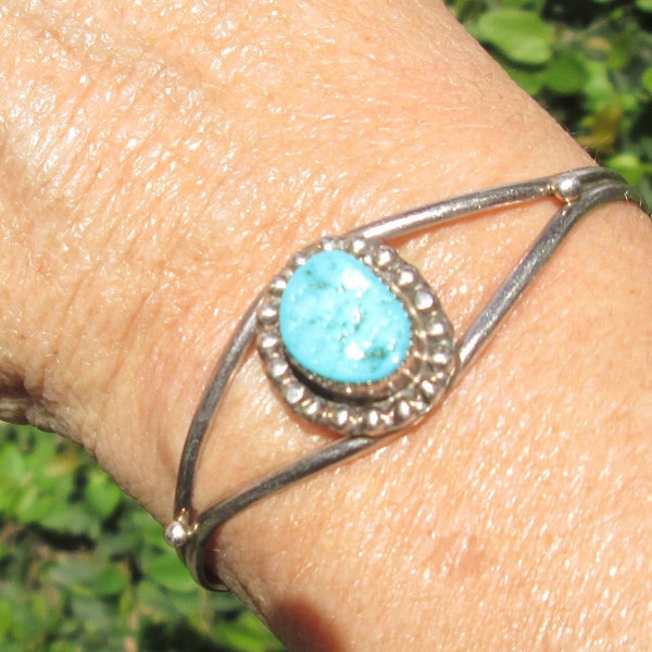 Native American Turquoise and Sterling Silver Cuff Bracelet