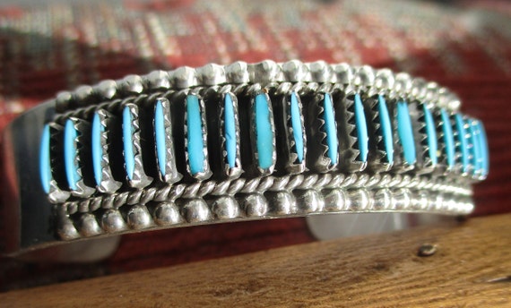 Needle Point and Sterling Silver Cuff Bracelet - image 1
