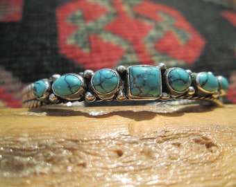 Native American Turquoise and Sterling Cuff Bracelet