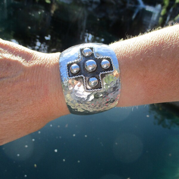 Sterling Silver Greek Cross Cuff Bracelet