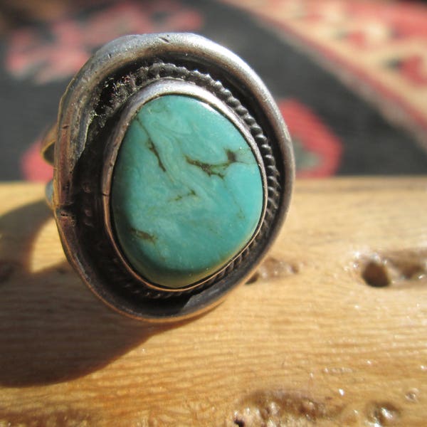 Native American Turquoise and Sterling Ring Size 5 1/2