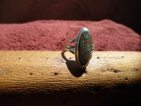 Size 8 Turquoise and Sterling Silver Ring - image 3