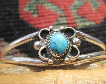 Native American Turquoise and Sterling Cuff Bracelet