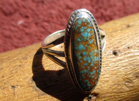 Size 8 Turquoise and Sterling Silver Ring - image 2