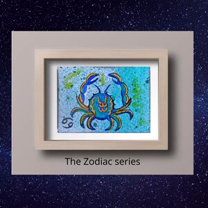 Cancer ACEO,  peinture acrylique originale, peinture miniature, Cancer carte d'artiste ,Signe du zodiaque