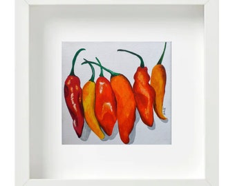 Red peppers prints  Colorful peppers art, Food art print decor, Mexican chili pepper, Red pepper painting,