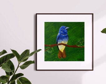 Bird printable art, Digital download, Black-naped monarch, Colorful print, Instant download, Bird art print, Printable wall art, 3 files