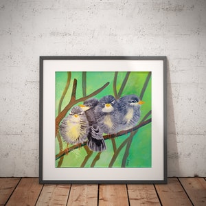 Birds printable art, Digital download, Colorful print, Instant download, Bird art print, Printable wall art, 4 files