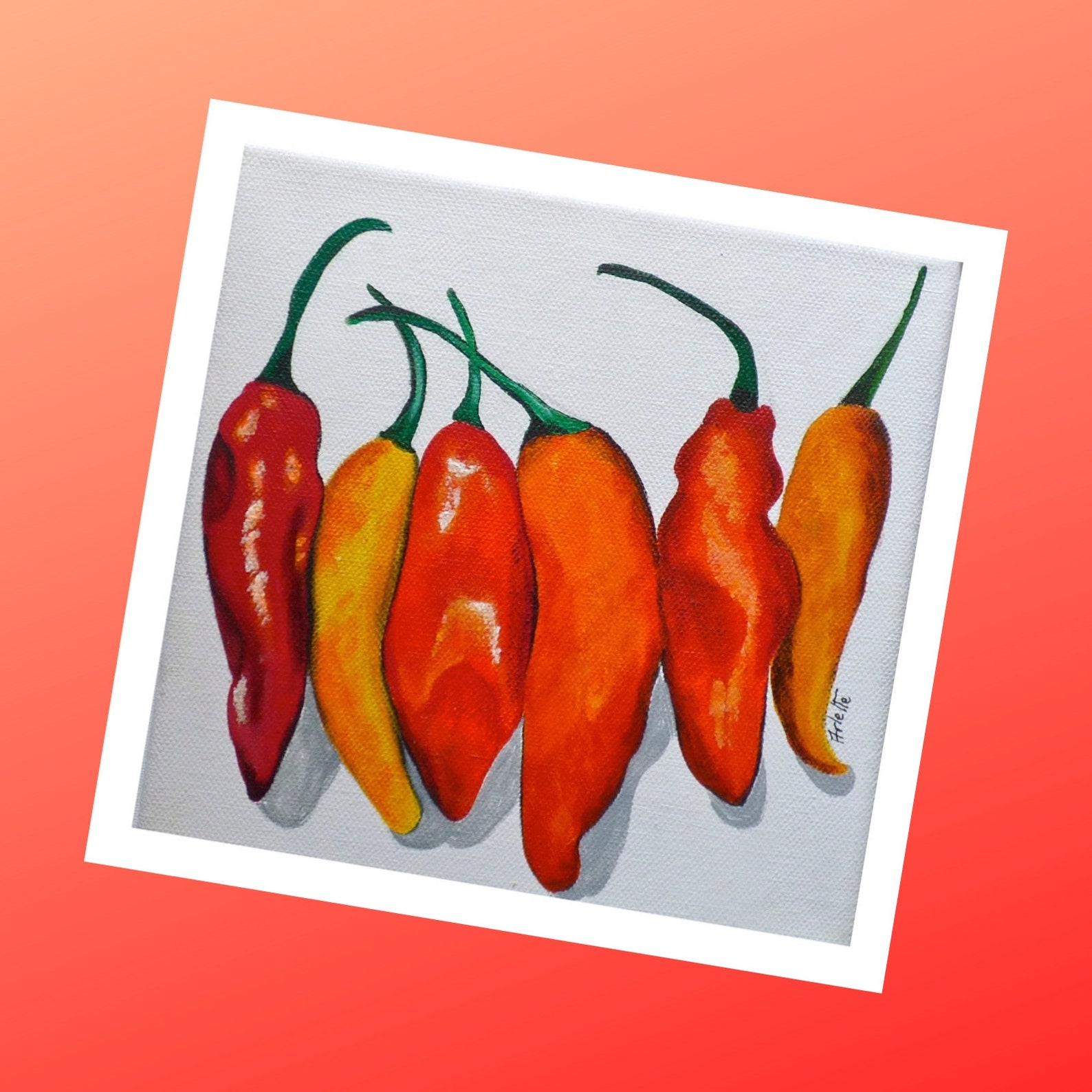 Red peppers prints Colorful peppers art Food art print Etsy