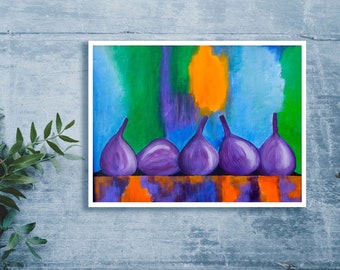 Figs art print, Size A3, Kitchen wall art, Colorful art print for your kitchen, Purple wall decor, Fine art poster