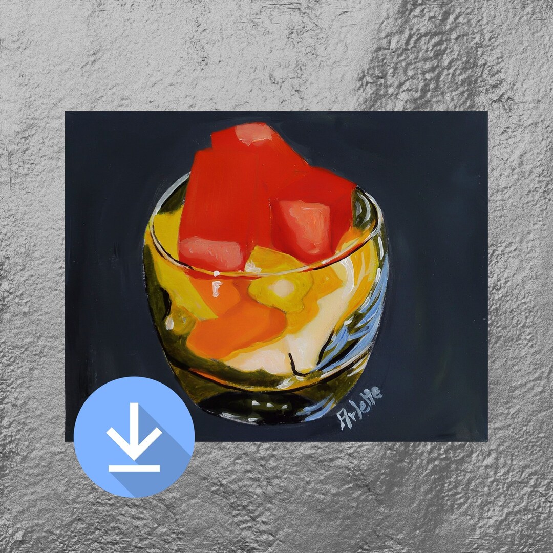 Digital Download Fruit Salad Art Fruit Cup Painting Instant Etsy