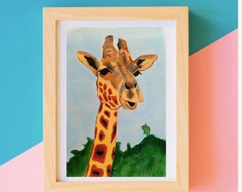 Giraffe art print, Instant download, printable art house,  Giraffe nursery wall art, 4 files fine art print