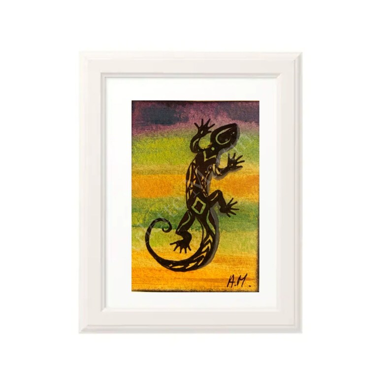 Original ACEO Affordable art Lizard art Original painting Etsy