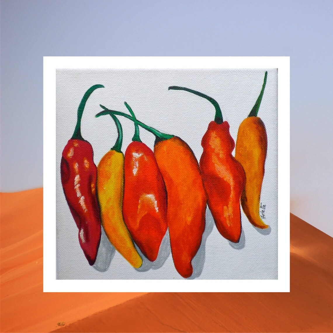 Red peppers prints Colorful peppers art Food art print Etsy
