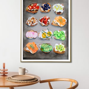 Toast painting, Instant download,  art print, Printable wall art, Toast illustration, variety of decor styles, from modern to rustic