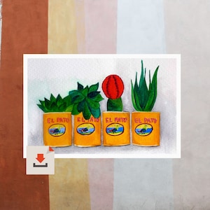 Cactus and Succulents Art Print: Kitchen Decor (Digital Download)