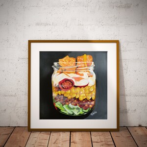 Digitaler Download, Salat-Tacos im Weckglas, Instant Download, Salat im Weckglas Kunstdruck , farbenfroh druckbar